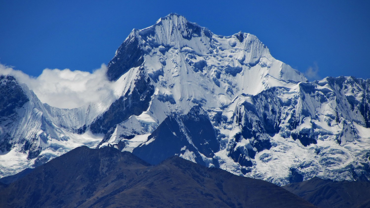 West face of Nevado Yerupaja, which is with 6617 meters sea-level the second highest mountain in Peru